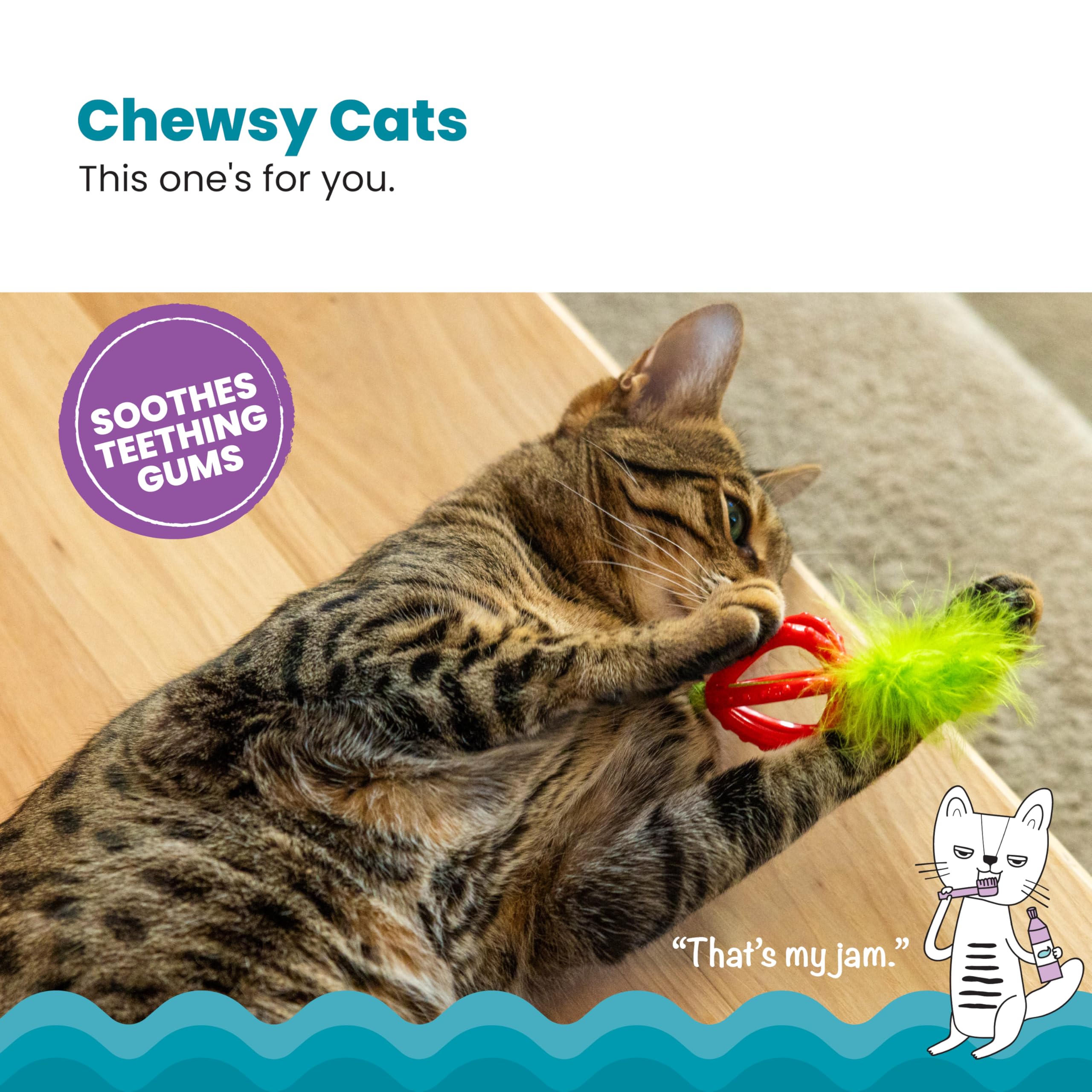 Catstages Dental Strawberry Teether, Soft And Textured Cat Chew Toy, Catnip Oil Coating, Pink
